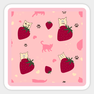 Strawberries cute cats Sticker